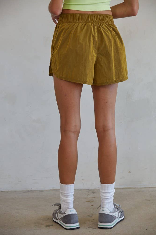 Nylon Wide Leg Active Shorts