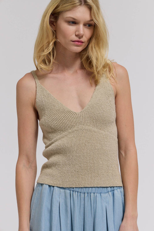  V NECK CROP KNIT TOP