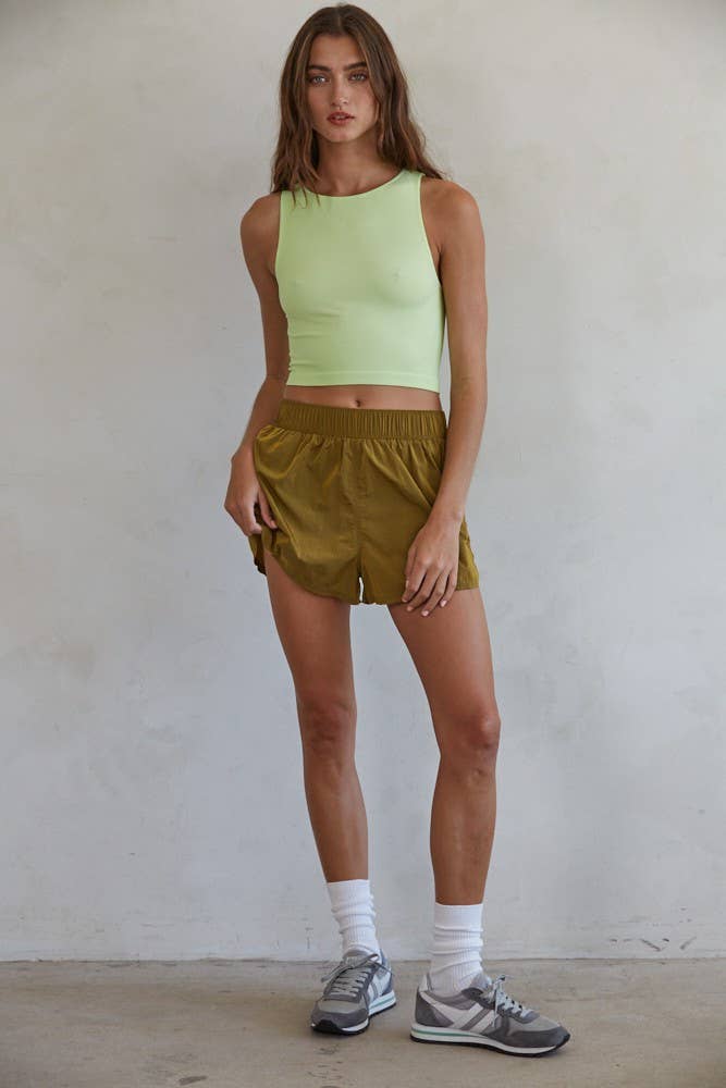 Nylon Wide Leg Active Shorts
