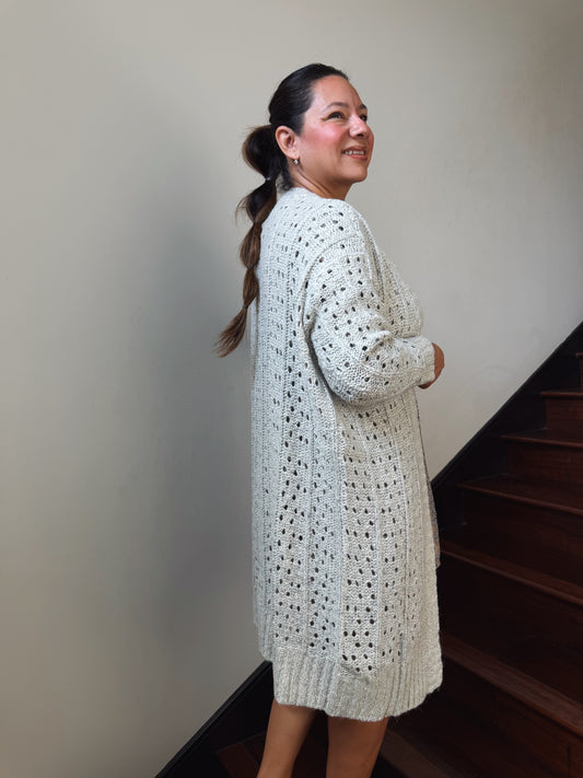 LONG OPEN KNIT CARDIGAN