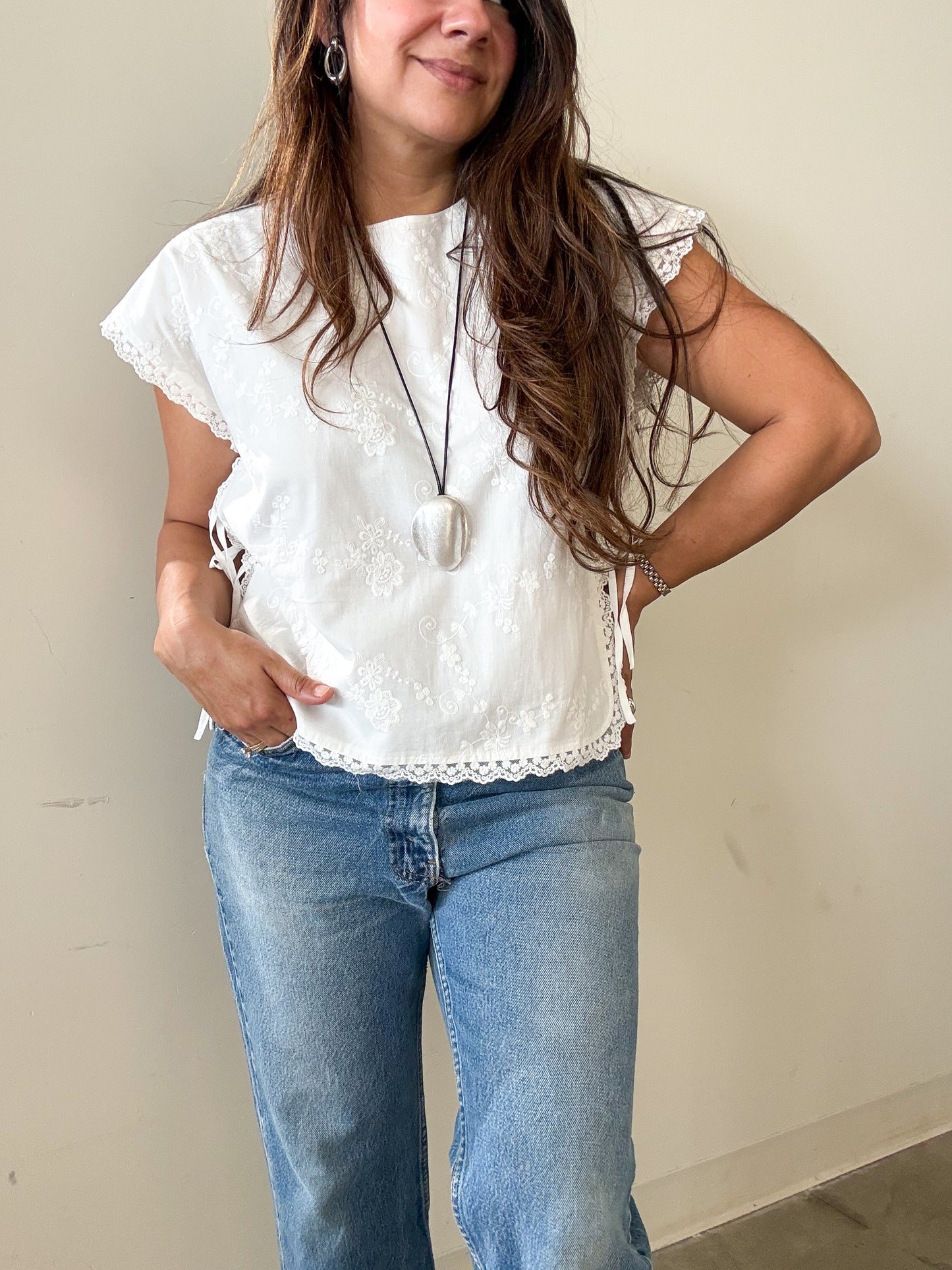 Embroidered Poncho Blouse