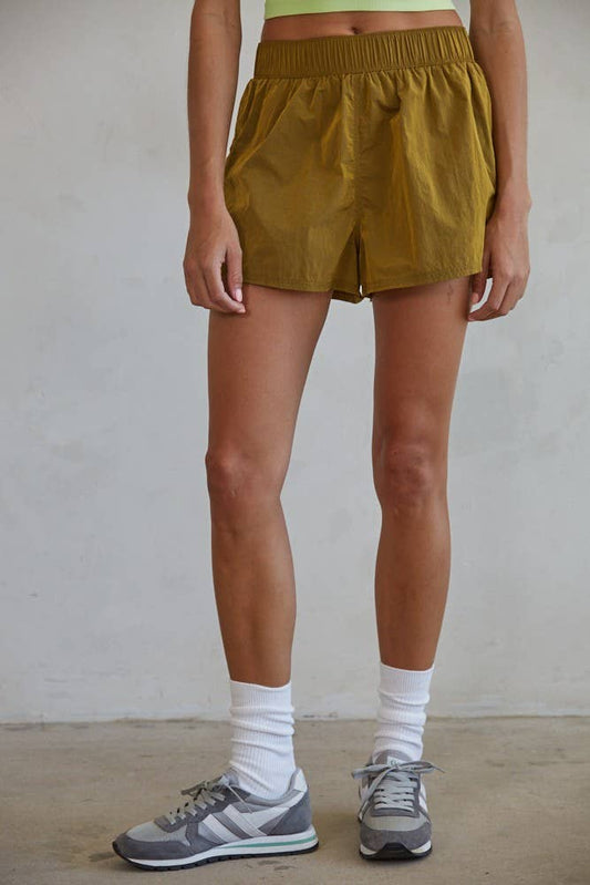 Nylon Wide Leg Active Shorts