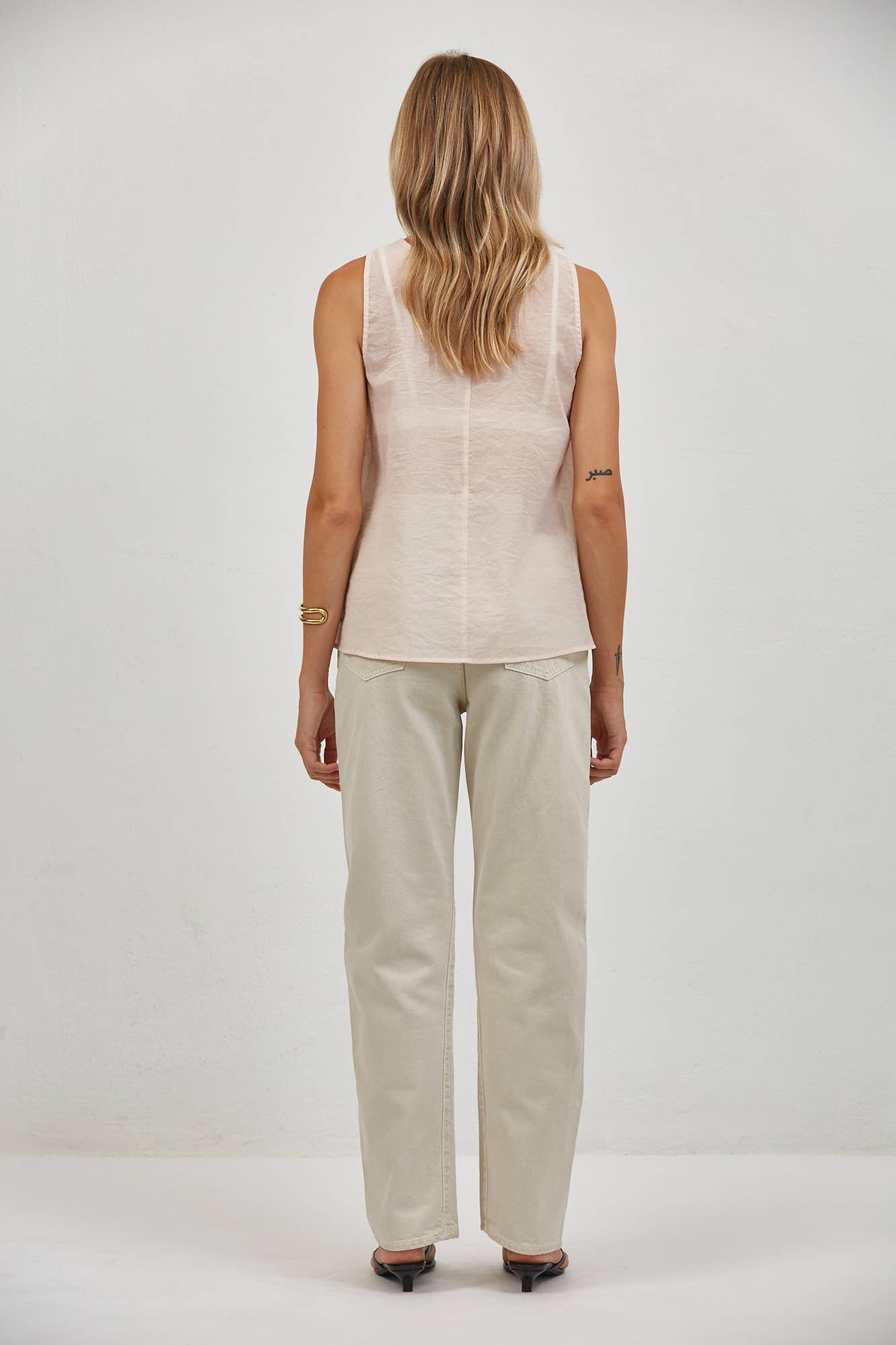 Sheer Round Neck Sleeveless Top
